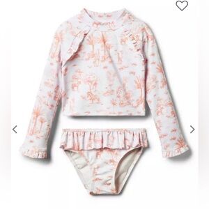 EUC  Janie and Jack - Tropical Toile Rash Guard Swimsuit